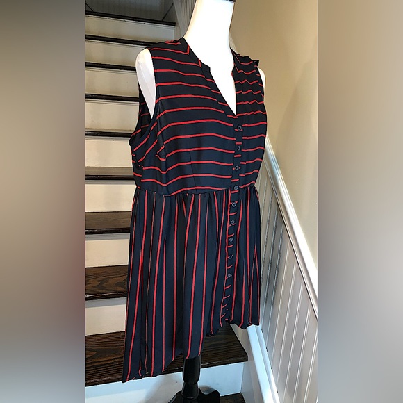 TORRID Navy & Red Stripe High Low Shirt Dress NWT Sz 0 - Picture 6 of 14